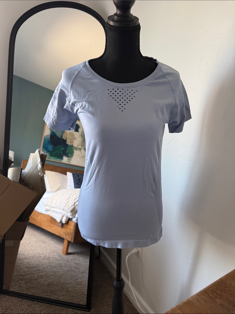 New Zella Light Blue Short Sleeve Performance Tee with Chest Vent